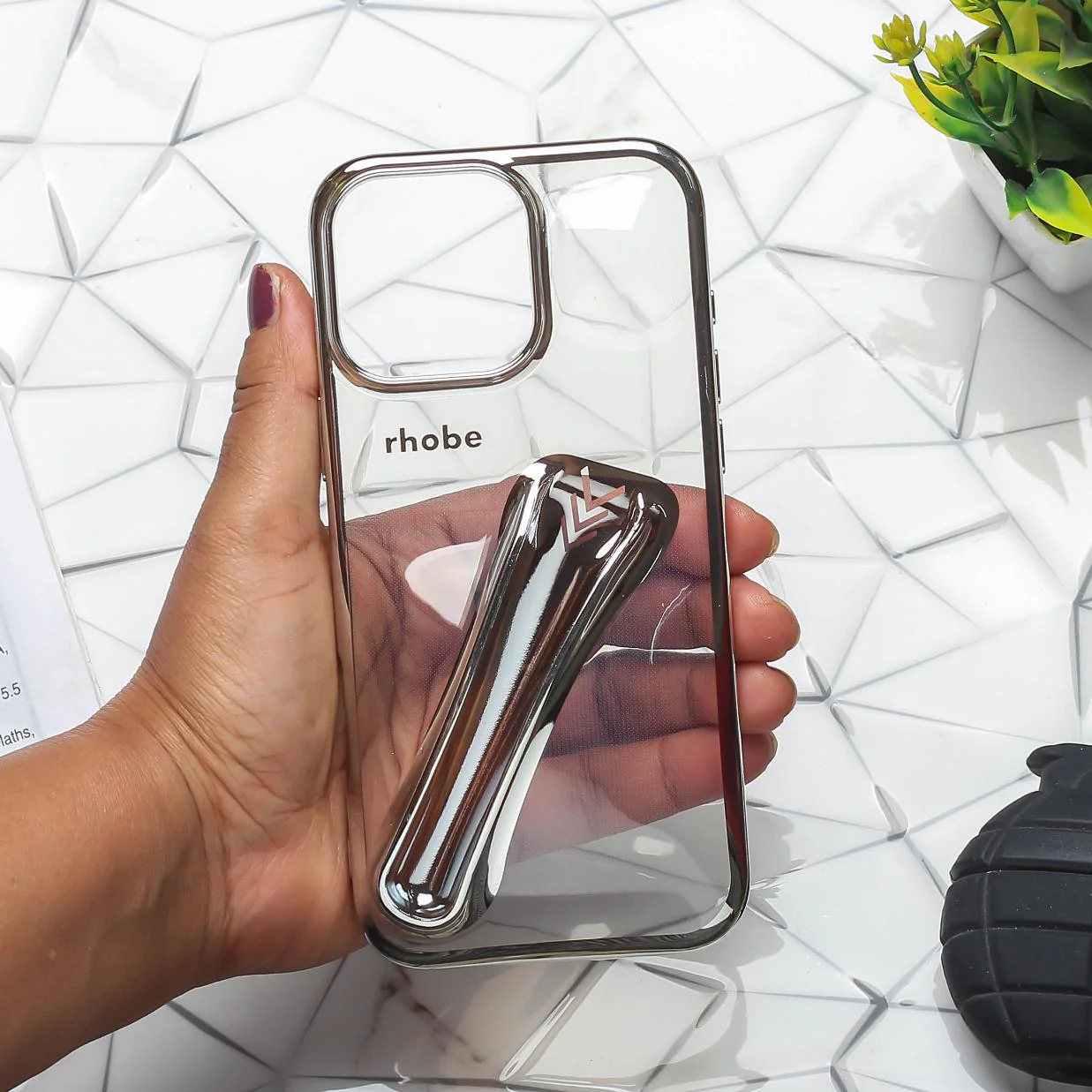 Rhobe Silver Silicone Case for Apple Iphone 16 Pro