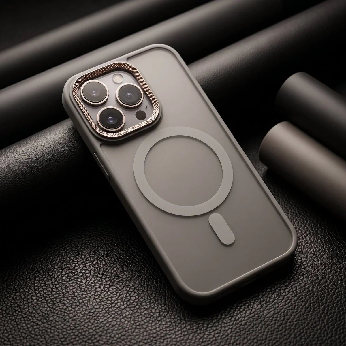 Ringmag Matte Grey case for Apple iphone 15 Pro Max