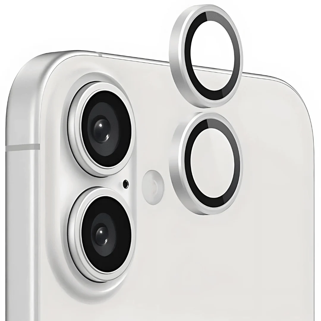 Silver Metallic camera ring lens guard for Apple iphone 16 Plus