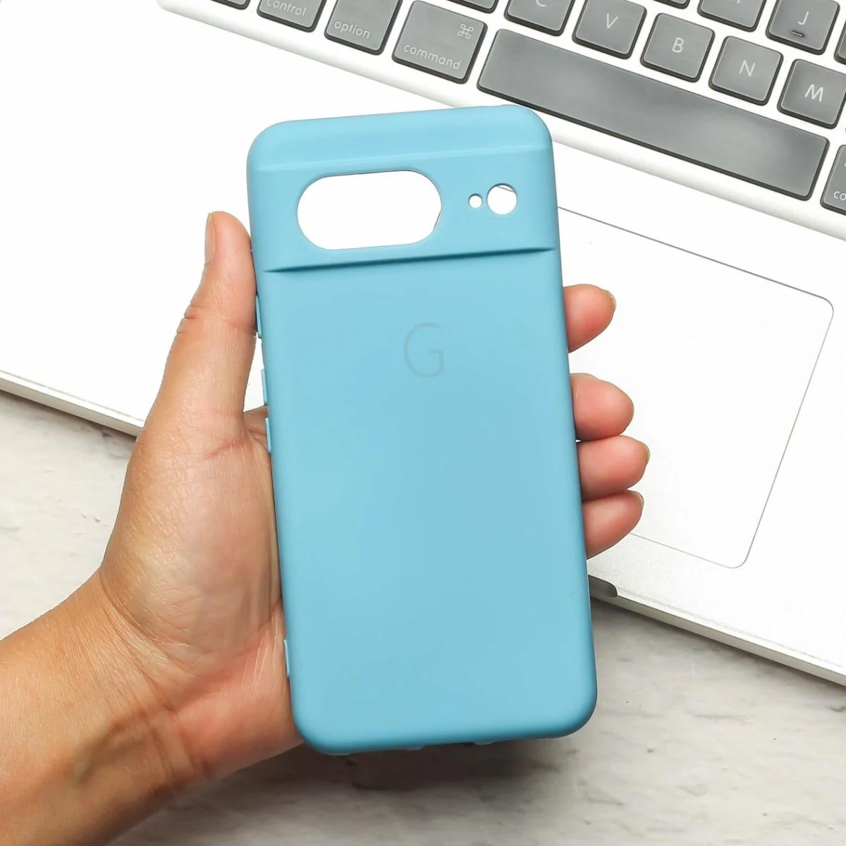 Sky Blue Camera Original Silicone case for Google Pixel 8 - Image 2