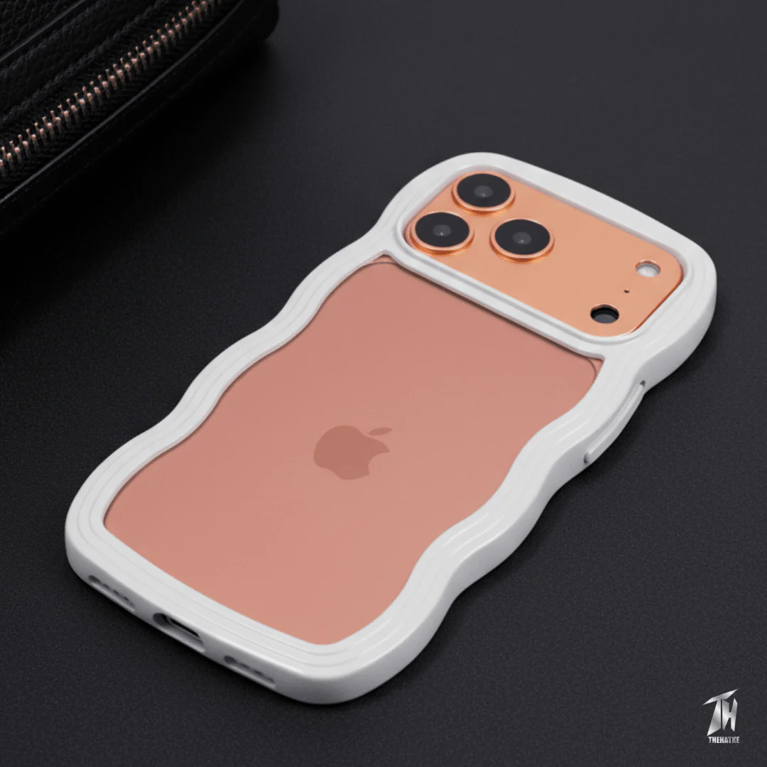 White Zig Zag Frame  Silicon Case for Apple Iphone 17 Pro Max