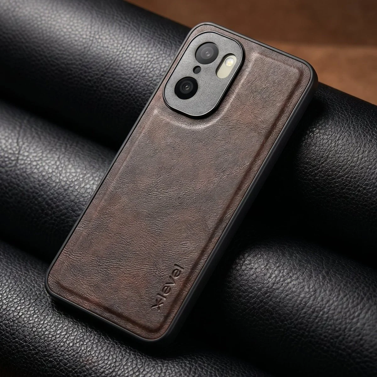 X-LEVEL Dark Brown Leather Case for Oneplus 15R