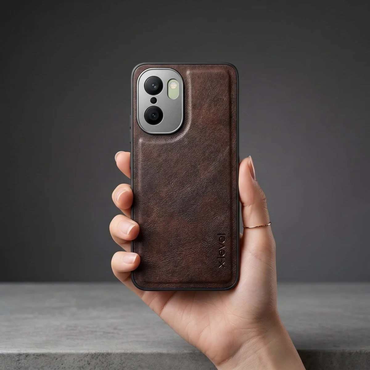 X-LEVEL Dark Brown Leather Case for Oneplus 15R - Image 2