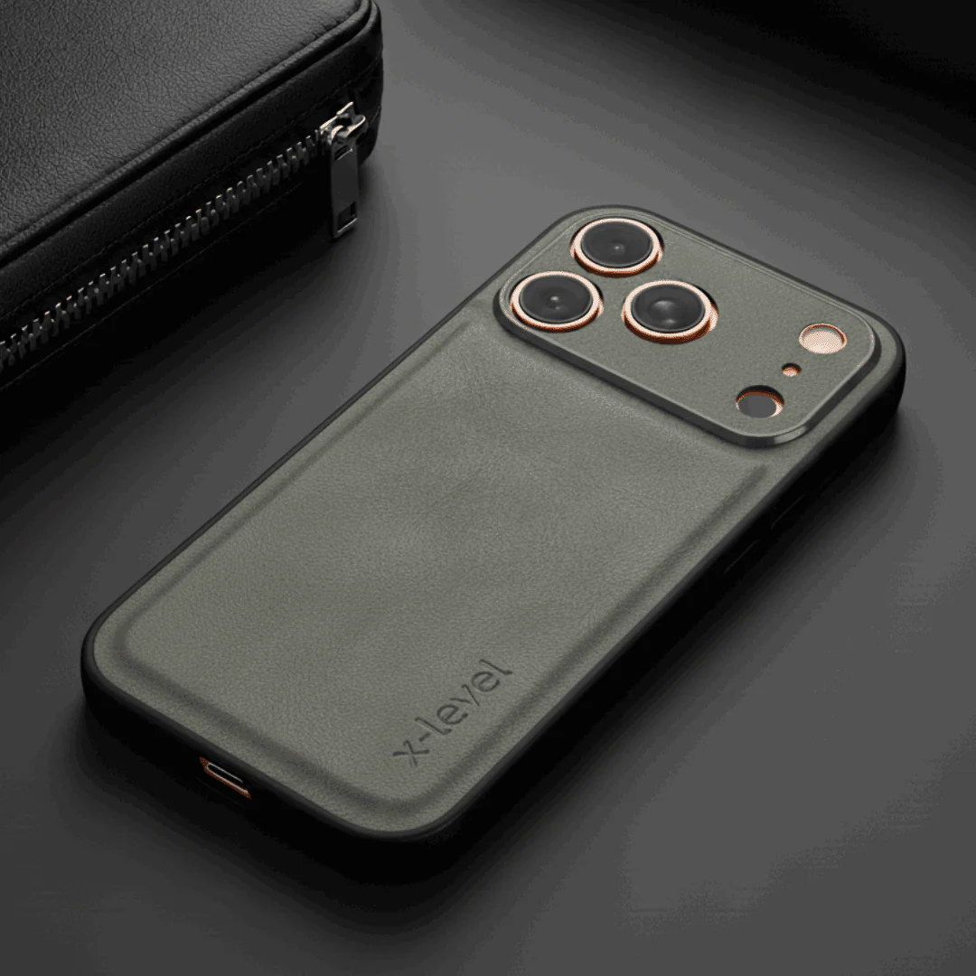X-LEVEL Grey Leather Case for Apple iphone 17 pro Max