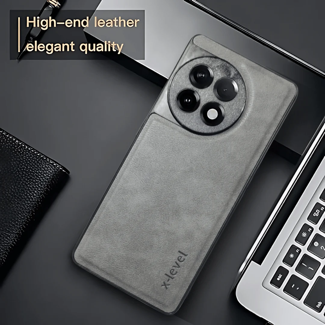 X-LEVEL Grey Leather Case for Oneplus 11r