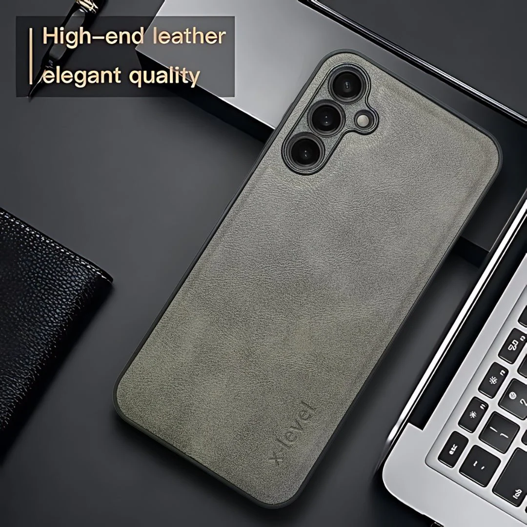 X-LEVEL Grey Leather Case for Samsung A35